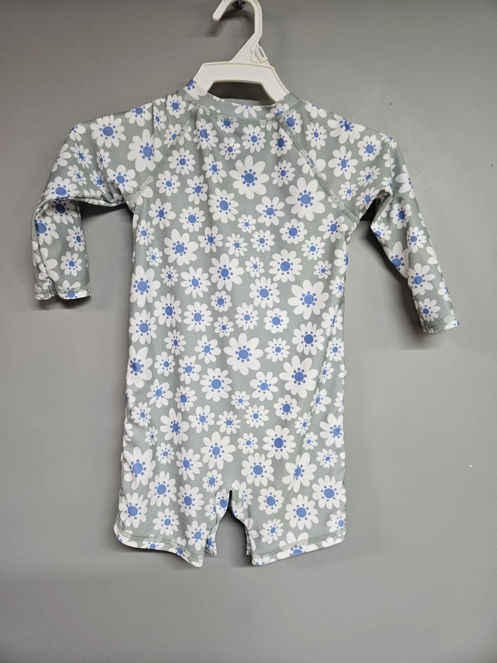 Girls 12 Month Green Floral Long Sleeve One-Piece  Rash Guars Swimsuit